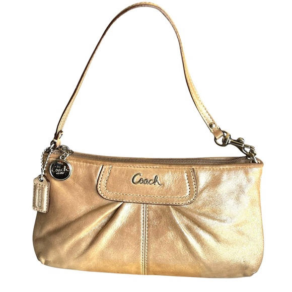 Coach Gold Suede Convertible Wristlet Mini - Picture 1 of 13